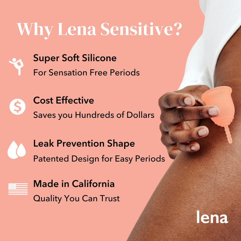 Lena Sensitive Menstrual Cup - Large - Clear - Heavy Flow - Soft Patented Design - Made in USA - Comfortable Menstruation Cup - Reusable & Natural L (Pack of 1) - NewNest Australia