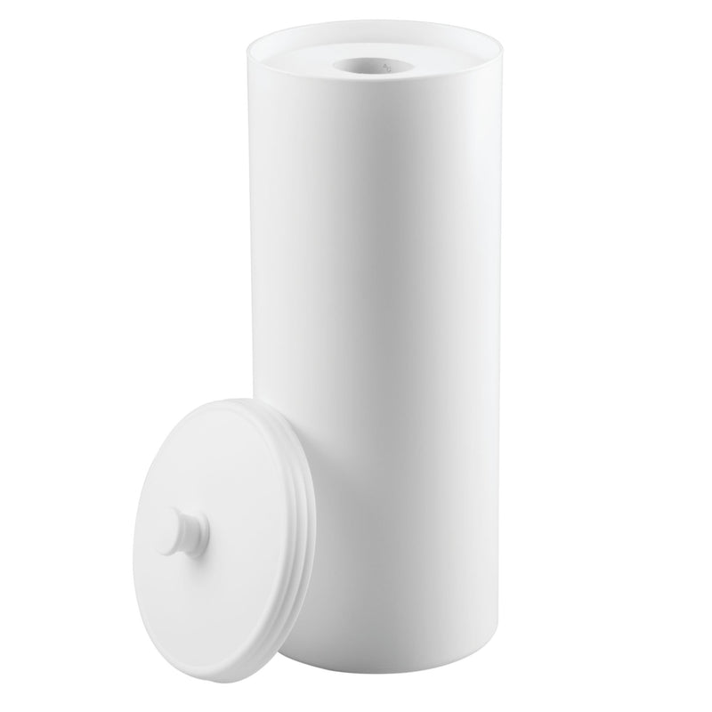 iDesign Kent Plastic Toilet Paper Tissue Roll Reserve Canister, Free-Standing Organizer for Master, Guest, Kid's, Office Bathroom or Closet, 6.25" x 6.25" x 15.5" - White - NewNest Australia