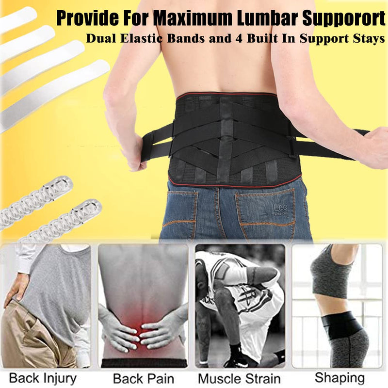 Lower Back Braces for Back Pain Relief - Compression Belt for Men & Women - Lumbar Support Waist Backbrace for Herniated Disc, Sciatica, Scoliosis - Breathable Mesh Design, Adjustable Straps(M, Black) M(Navel:35"-39") - NewNest Australia