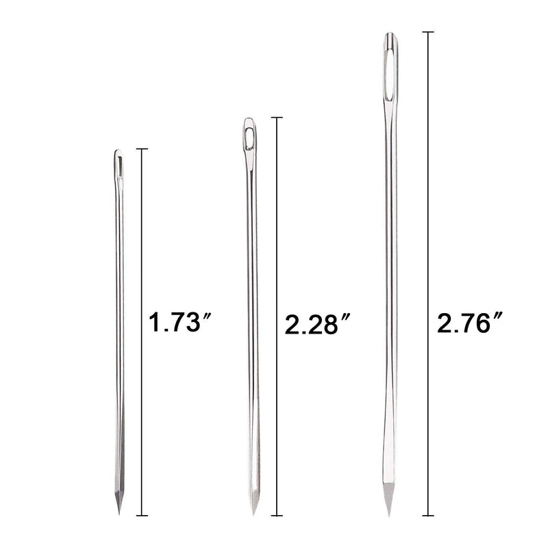 Hekisn Professional Large-Eye Leather Stitching Needle with 3 Different Sizes for Leather Projects with Storage Container (12 Pieces) 12 Pieces - NewNest Australia