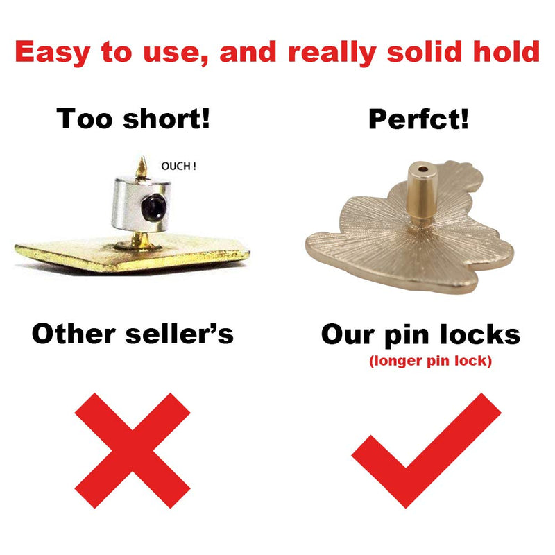 EuTengHao 30 Pieces Pin Locks Pin Backs Locking Pin Backs Pin Keepers Locking Clasp, Locking Pin Backs Keepers(9mmx5.5mm,Gold) Gold 30 Pieces - NewNest Australia