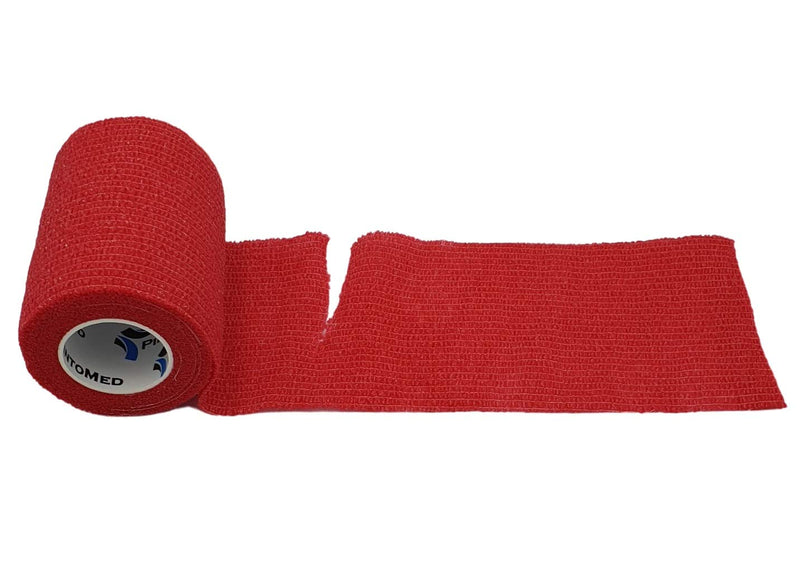 Pintomed Self-Adhesive Bandage Stretched - 10 X Red Bandages Rolls - 7.5 Cm X 4.5 M Cohesive Bandage Bandage Fixation Bandage Self-Adhesive Health Plaster Sports Tape Piece For Wrist Leg Arm Vet Wrap - NewNest Australia