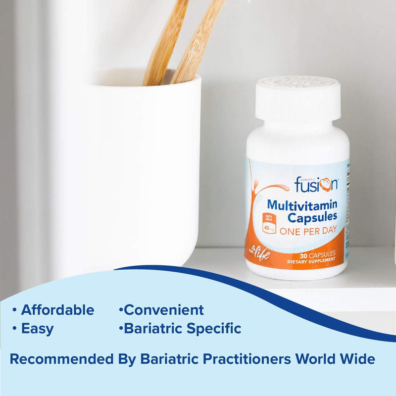 Bariatric Fusion Bariatric Multivitamin ONE per Day Capsule with 45mg of Iron for Post Bariatric Surgery Patients Including Gastric Bypass and Sleeve Gastrectomy, 30 Count, 1 Month Supply 30 Count (Pack of 1) - NewNest Australia