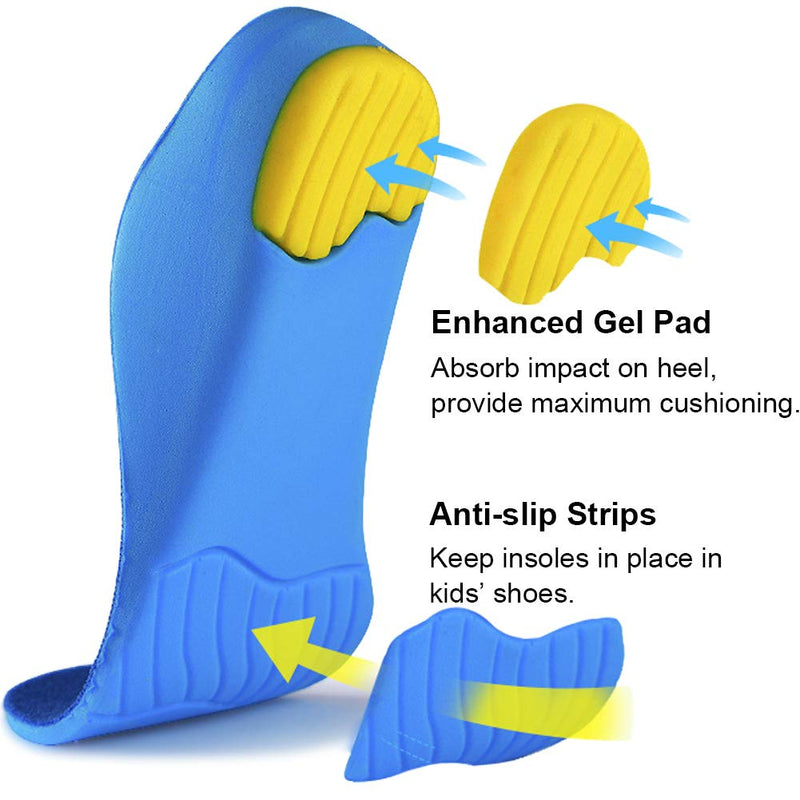 Ailaka Kids Orthotic Cushioning Arch Support Shoe Insoles, Children Pu Foam Inserts for Flat feet, Plantar Fasciitis, Feet Heel Pain Relief, Blue, 2-3.5 UK/EU 34-36 / CN 33-35 2-3.5 UK/33-35CN - NewNest Australia
