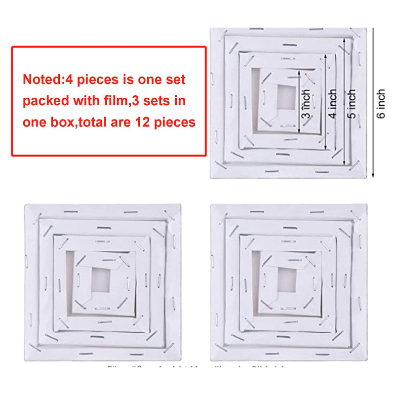 12 Pieces Assorted Size Mini Art Canvas Stretched for Craft Painting Drawing (3 Inches, 4 Inch, 5 Inch, 6 Inch) 3 Inches, 4 Inch, 5 Inch, 6 Inch - NewNest Australia