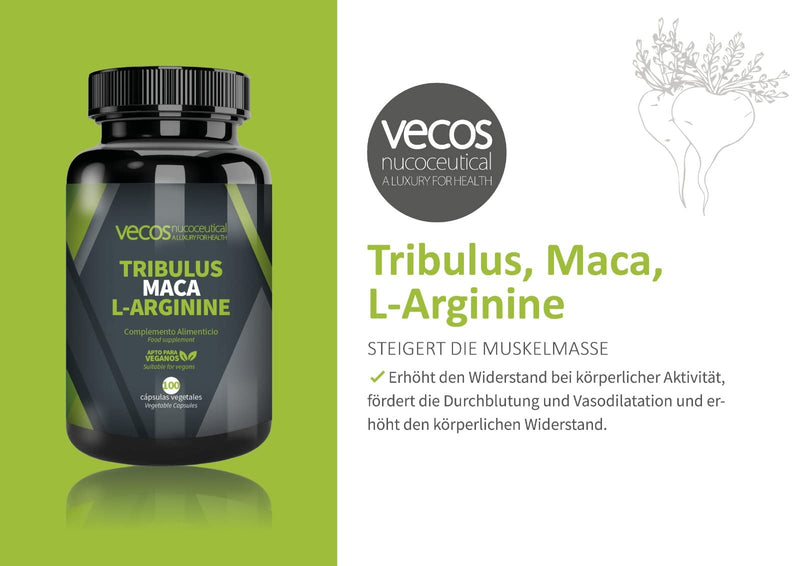 Tribulus Terrestris | Supplement for Athletes with Earth Burrel - Burrel Athorn + Maca + L-Arginine | 100 Capsules | Helps Increase Muscle Mass | Antioxidant Properties - NewNest Australia