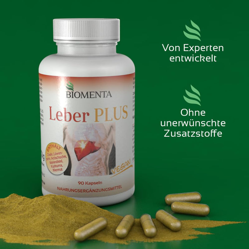 BIOMENTA Liver Plus - 90 high-dose liver capsules - with choline, milk thistle, artichokes, dandelion - vegan - premium quality - NewNest Australia