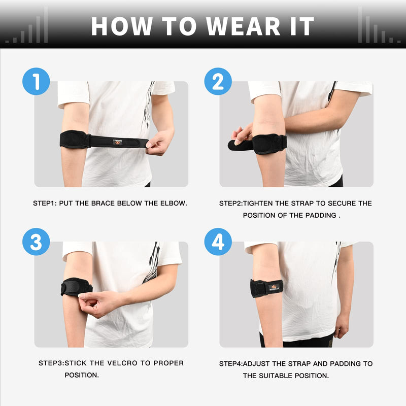 INDEEMAX Tennis Elbow Brace 2 Pack, Adjustable Forearm Straps Support Band, with Compression Pad for Women and Men Tennis & Golfer's Elbow Tendonitis Bursitis Pain Relief, Fits 7-16 Inches One Size - NewNest Australia