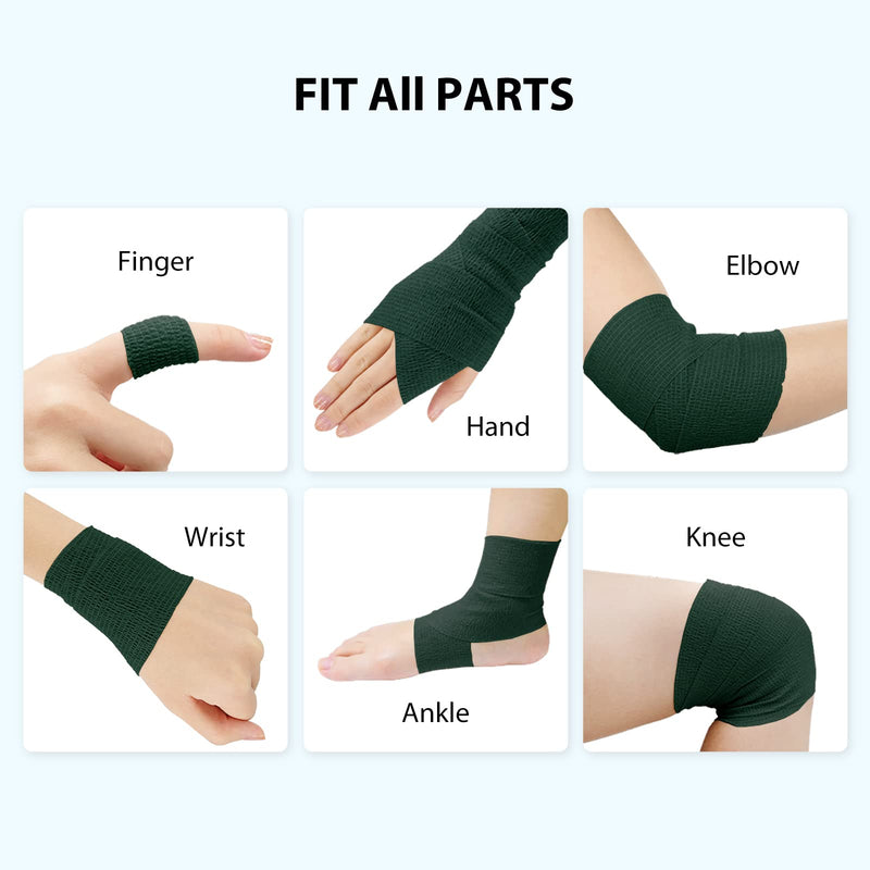 FriCARE Nonwoven Self-Adhesive Bandage, Self-Adherent Cohesive First Aid Medical Wrap, Elastic Athletic/Vet Tape for Wrist 2 Inches Wide 2 Inch x 5 Yards Hunter Green - NewNest Australia