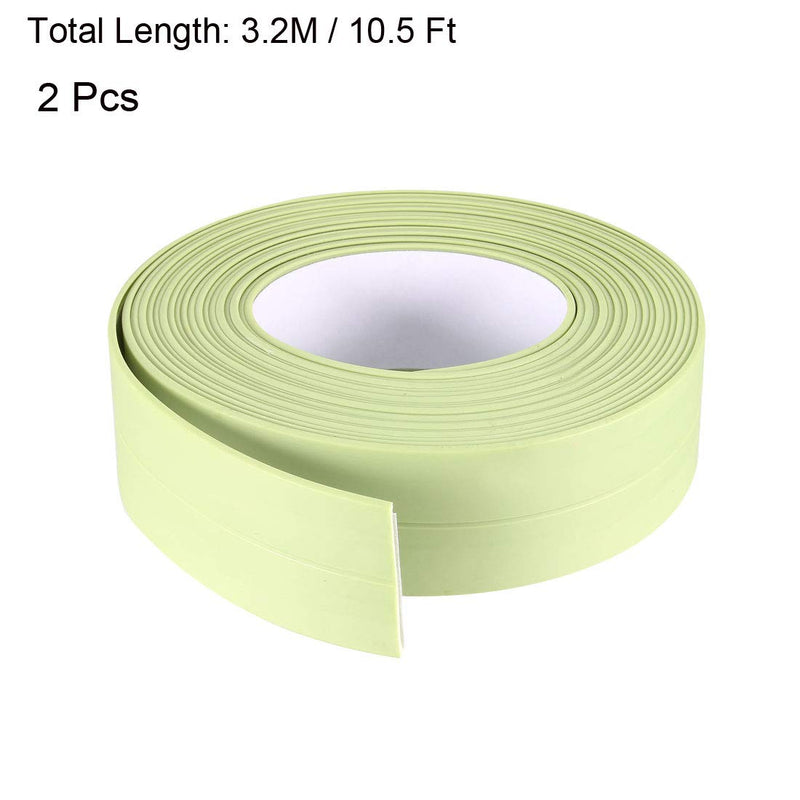 uxcell Caulk Strip Flexible Self Adhesive Tape for Bathroom Toilet Kitchen and Wall Sealing 10.5ft Length, 22mm Width (Green, 2 Pcs) 3.2mx22mm Green - NewNest Australia