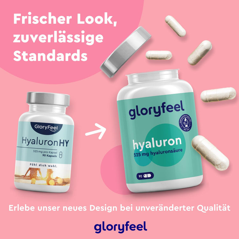 Hyaluronic acid capsules - High dose with 525mg - 500-700 kDa - 90 vegan capsules - Laboratory tested, vegan and made in Germany without additives - NewNest Australia