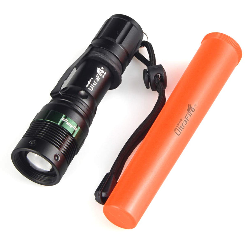 UltraFire 2pc 11-Inch Signal Traffic Wand Safty LED Flashlight 250 Lumen, Red Flashing Mode, Wrist Strap Lanyard, Side Clip, Orange Finish for Kids Outdoor Camping - NewNest Australia