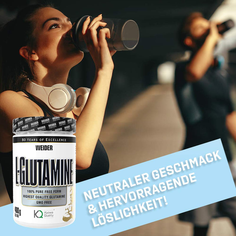 Weider L-Glutamine 100% Pure Amino Acid Powder, High Dosage, Neutral In Taste And Without Additives, 400 G Glutamine Powder For 80 Servings, For Bodybuilding, Muscle Building And Fitness - NewNest Australia