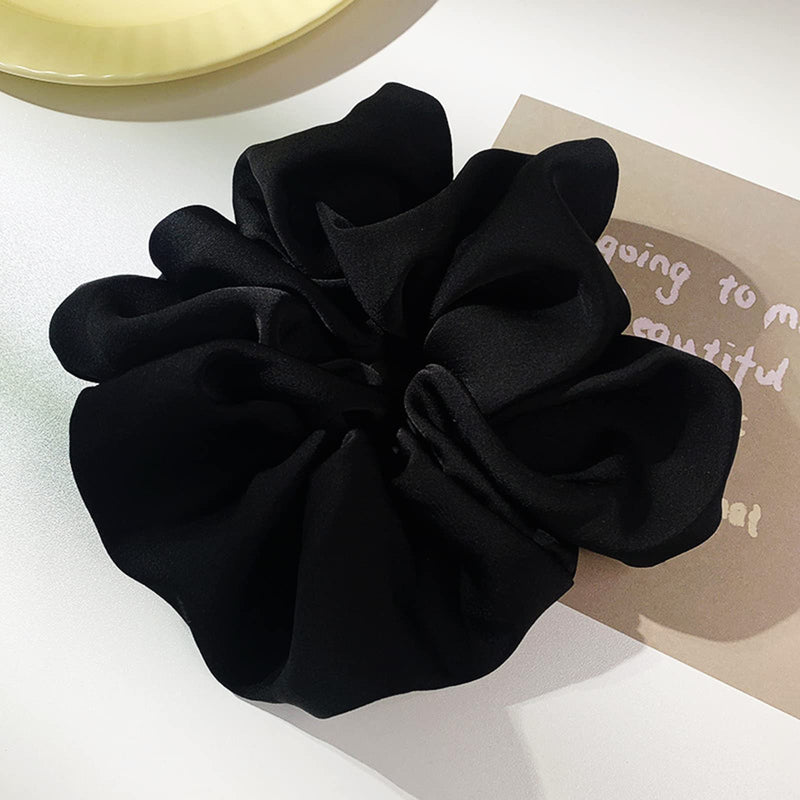 ILamourCar Black Scrunchies for Hair, Large Hair Scrunchies, Elastic Soft Hair Ties Scrunchy Hair Bands Ponytail Women Girls Lady Children (2xBlack) Black-1 - NewNest Australia