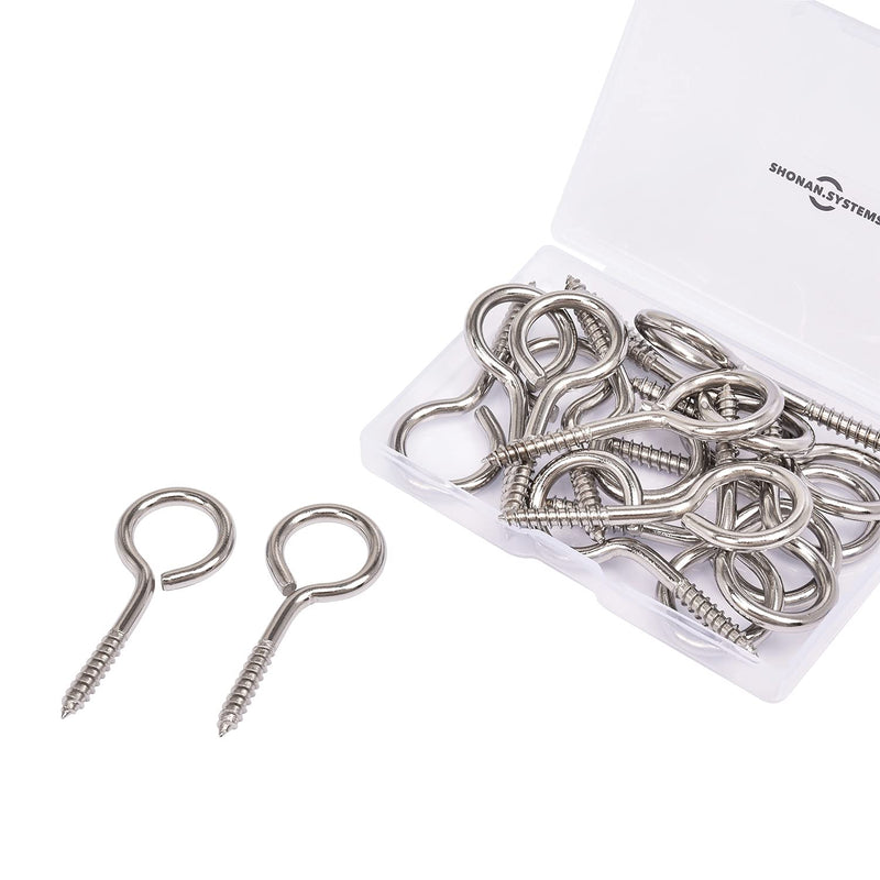 SHONAN 2.5" Stainless Steel Eye Screws for Wood, 18 Pcs Screw Eye Hooks Eye Bolt Hooks, Eye Screw Hooks for Indoor Outdoor Use, 55 Lbs Capacity 2.5 Inch, 18 Pack - NewNest Australia