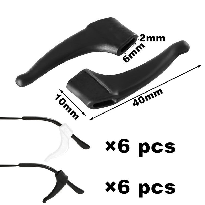 DIAONIAN Pack of 12 6 pairs of eyeglass holders ear, glasses temples, glasses non-slip stoppers, glasses slip stop, anti-slip glasses temples, glasses holder sports, universal, for glasses, sunglasses, reading glasses - NewNest Australia