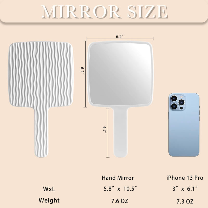 Jasefa Hand Mirror, Handheld Mirror with Handle for Makeup, Portable Cute Hand held Mirror for Shaving, Travel Men & Women(White) Milk White - NewNest Australia