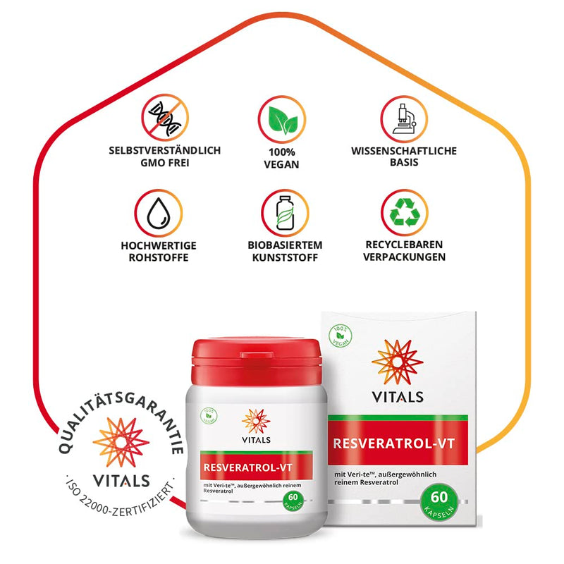 Vitals - Resveratrol-VT 60 capsules, exceptionally pure resveratrol. High dose without additives. the renowned Veri-te brand, which has been used in numerous human studies - NewNest Australia