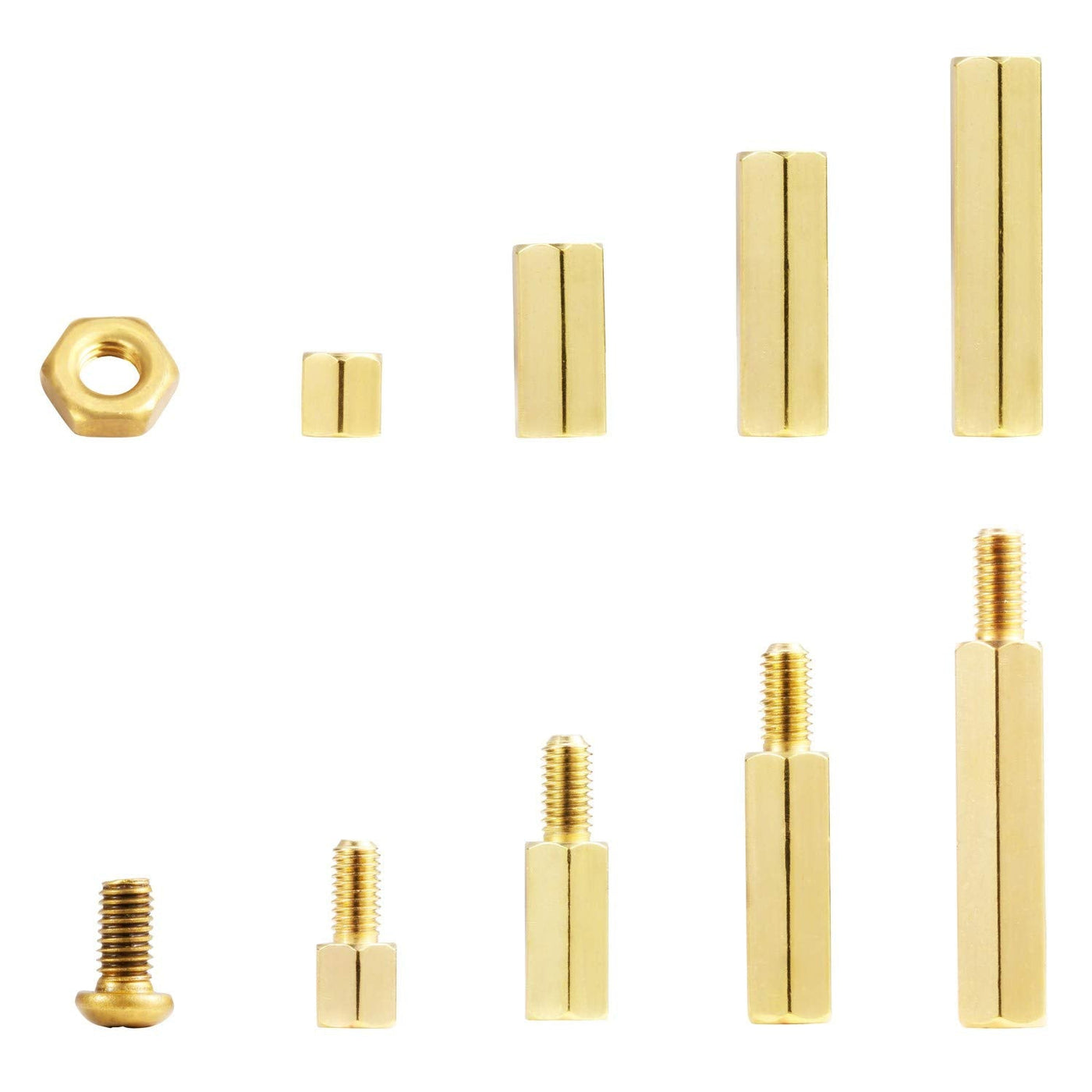 LitOrange 180 Pieces M4 Male Female Hex Brass Spacer Standoff Screw Nut  Threaded Pillar PCB Motherboard Assortment Kit: : Industrial &  Scientific