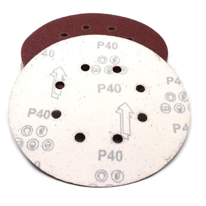 Rannb 40 Grit Sanding Discs Hook and Loop Sandpaper 7 Inch Dia 8 Hole- Pack of 20 - NewNest Australia