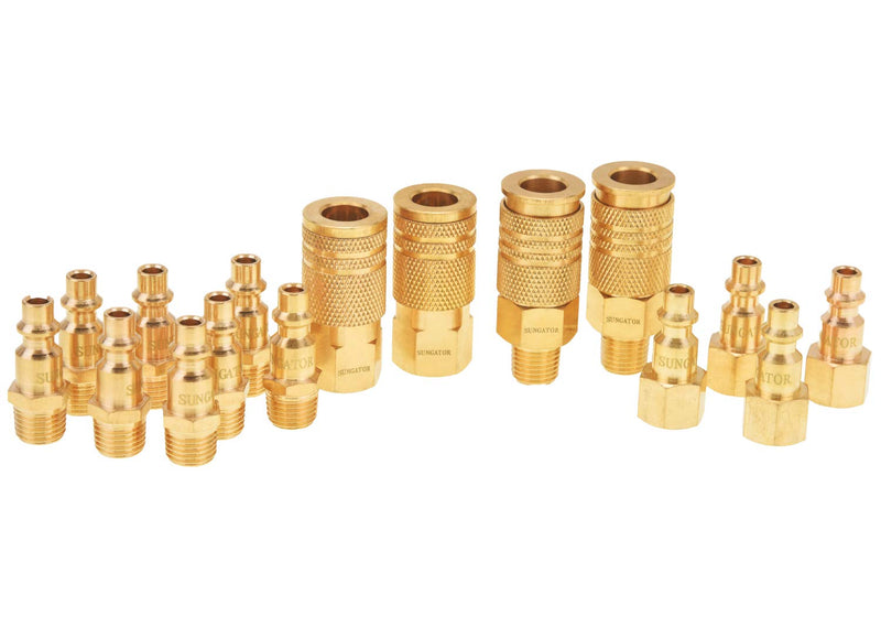 Air Fittings, Air Coupler and Plug Kit, Solid Brass Quick Connector Set, Industrial 1/4" NPT Air Tool Fittings Set with Storage Case (16-Piece) Coupler & Plug Kit 16-Piece - NewNest Australia