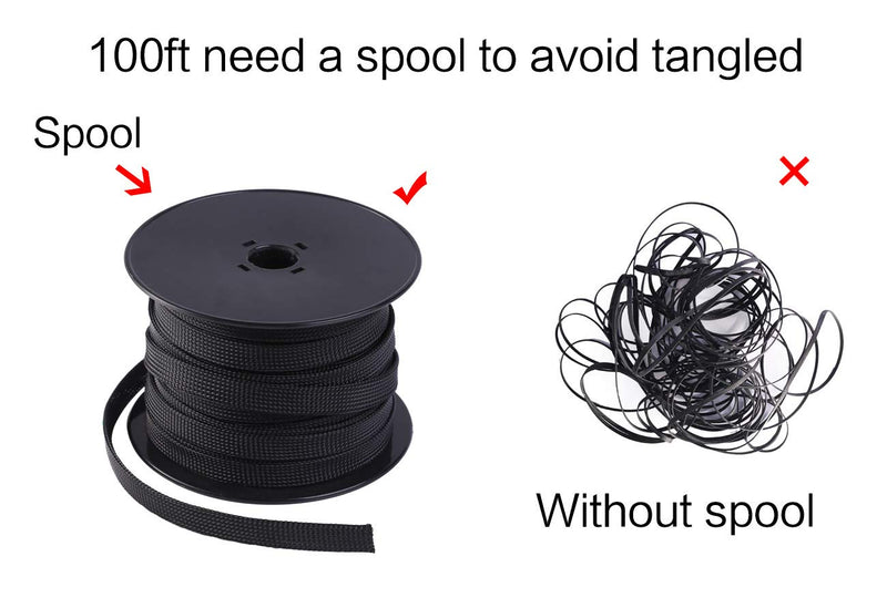 Keco 100ft – 1/4 inch PET Braided Expandable Cable Sleeve – Wire Sleeving for Audio Video and Other Home Device Cable Automotive Wire - Black 1/4"-100ft - NewNest Australia