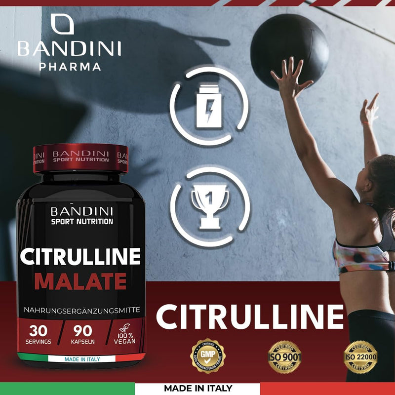 Bandini Citrulline Malate 90 Tablets - Extra High Dosage With 1000 Mg Per Tablet - 3000 Mg Per Serving - L-Citrulline Malate From Fermentation - No Unwanted Additives - NewNest Australia