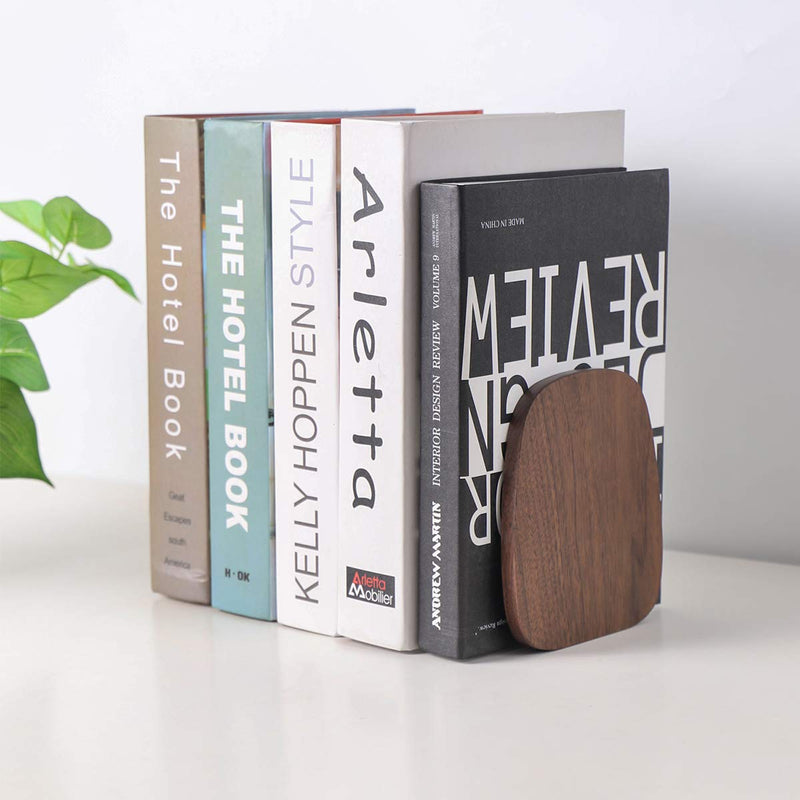 NewNest Australia - muso wood Bookends Support for Shelves,Decorative Book Ends for Heavy Books/Office Files/Magazine 5.51” x 4.72” x 4.25”(Walnut Wood) Walnut 