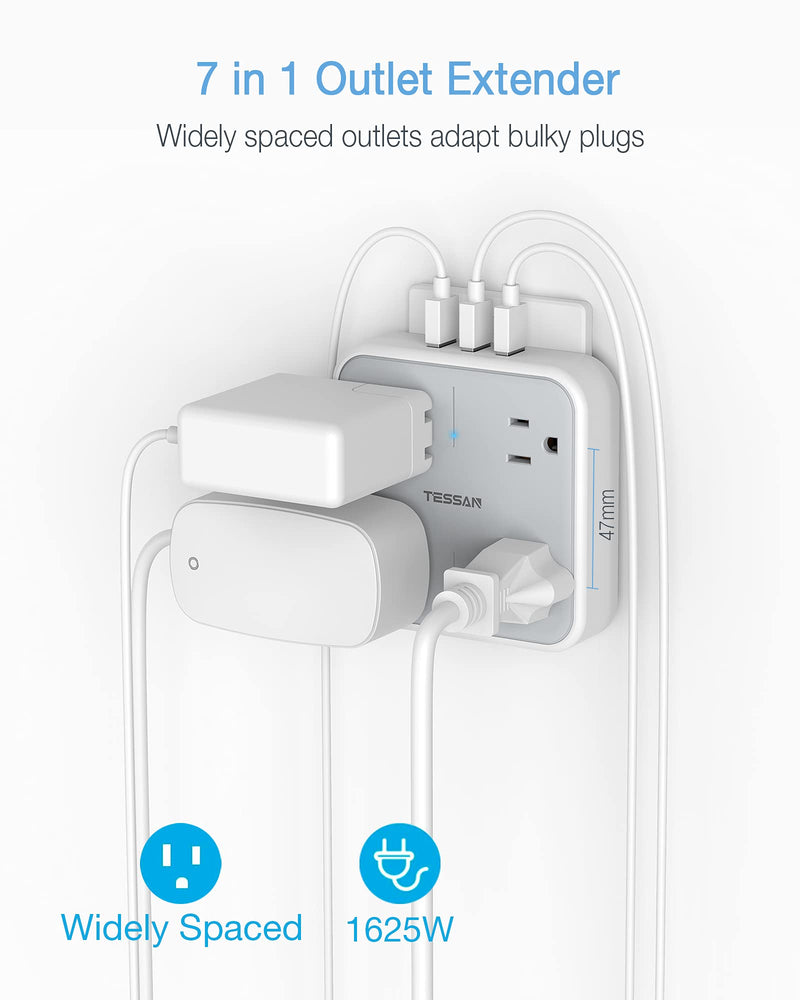 Multi Plug Outlet Extender with USB, TESSAN Surge Protector Outlet Splitter with 3 USB Wall Charger, Multiple Plug Expander for Travel, Home, Office - NewNest Australia