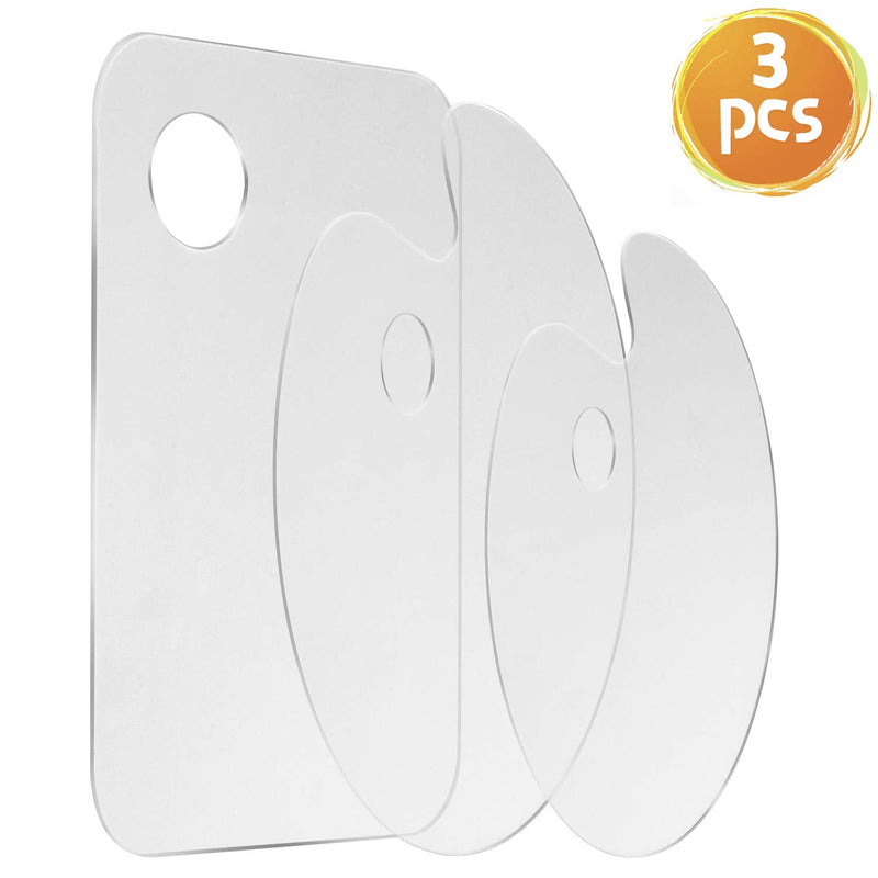 3pcs Acrylic Paint Palette Clear Art Palette for Adults & Kids, Transparent Non-Stick Oil Paint Palette with Protective Kraft for DIY Craft Art Painting Plate - NewNest Australia