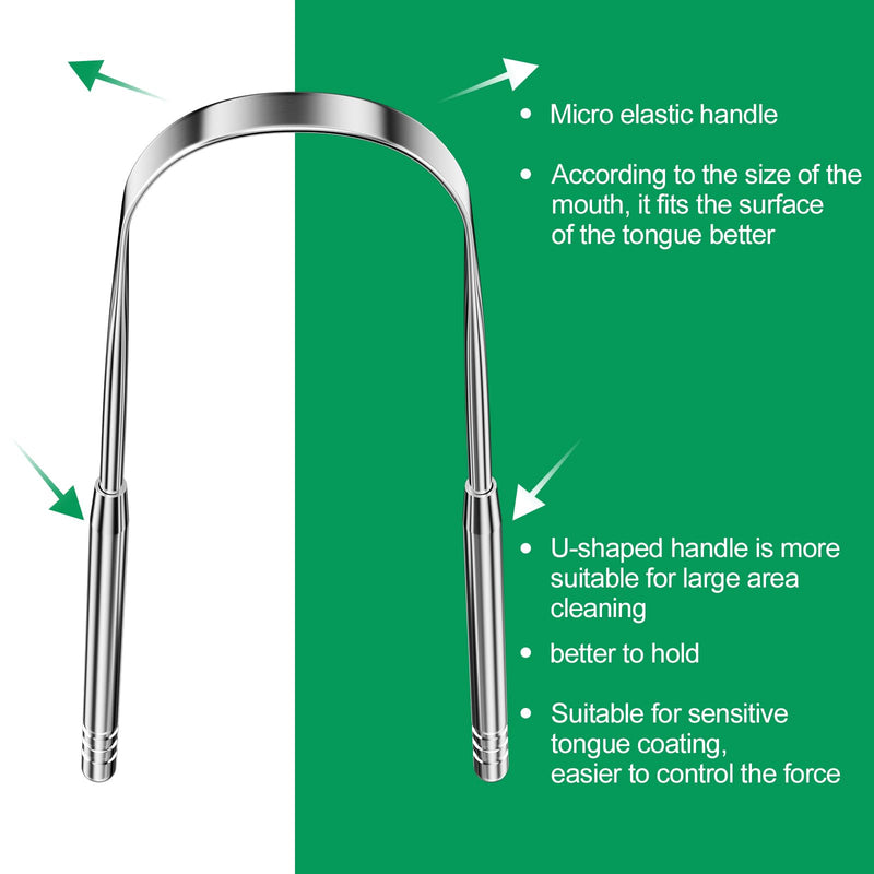 Fousenuk Tongue Cleaner 304 Stainless Steel Tongue Scraper Set Against Bad Breath Tongue Brush For Fresh Breath Tongue Cleaner With Handle For Adults And Children Pack Of 2 - NewNest Australia
