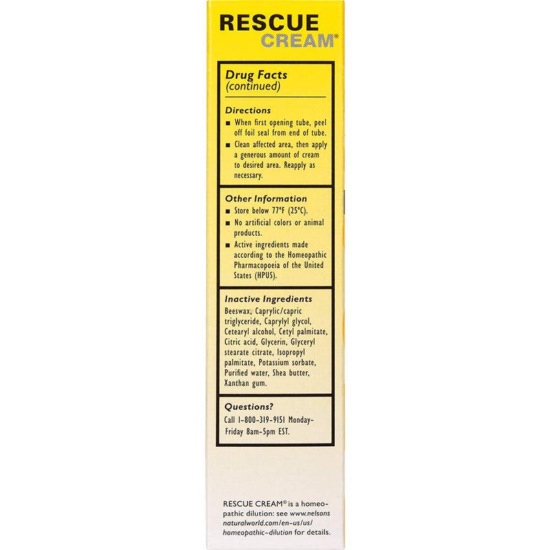 Bach RESCUE Cream, Hydrating Skincare for Hands, Body and Face, Shea Butter, Homeopathic Flower Remedy, Fragrance-Free, Paraben-Free, 30g - NewNest Australia