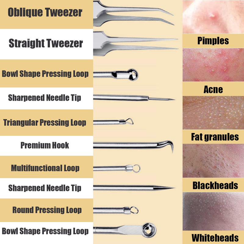 6 Pieces Blackhead Remover Tool Kit, Stainless Steel Comedone Extractor Tweezers Acne Needle Blemish Whitehead Removal Pimple Zit Spot Popper Patches for Nose Face Skin - NewNest Australia