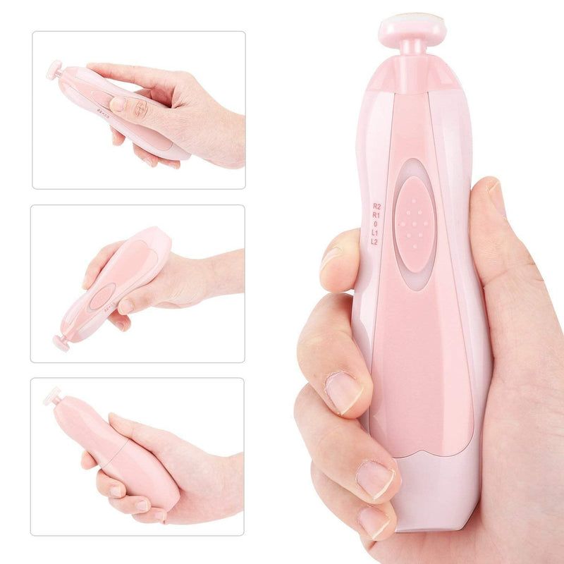 Qunlions life Glopole Baby Nail Trimmer File with Light - Safe Electric Nail Clippers Kit for Newborn Infant Toddler Kids Toes and Fingernails - Care, Polish and Trim - Battery Operated (AA), Pink - NewNest Australia