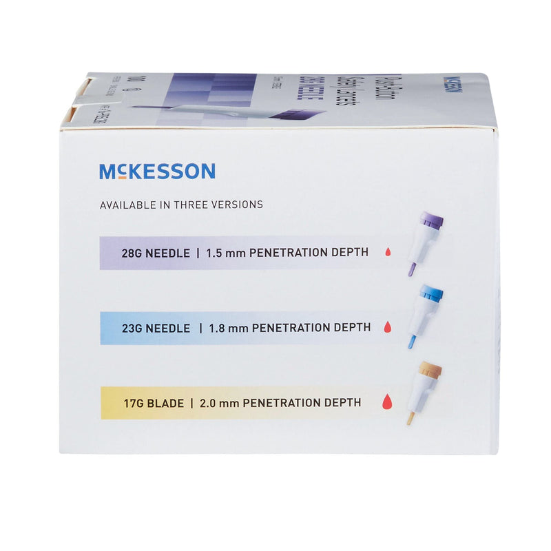 McKesson Safety Lancets, Sterile, Push-Button, 28 Gauge Needle, 1.5 mm, 100 Count, 1 Pack 100 Count (Pack of 1) - NewNest Australia
