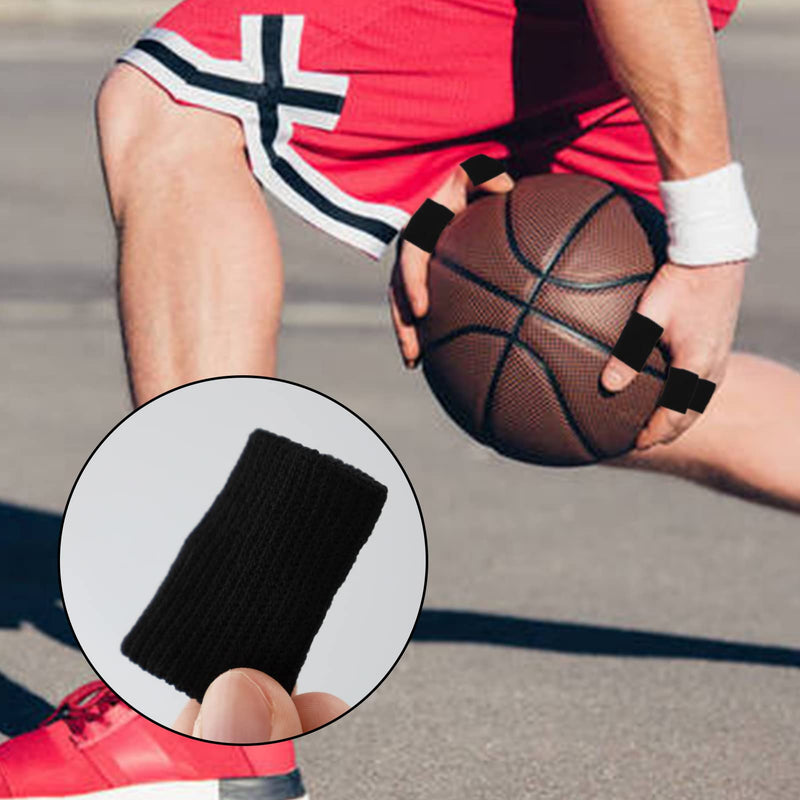 10 PCS Finger Sleeves, Thumb Splint Brace Elastic Finger Support Brace Protector Tape Breathable for Pain Relief Arthritis Trigger Basketball Baseball Compression Protector, Black - NewNest Australia
