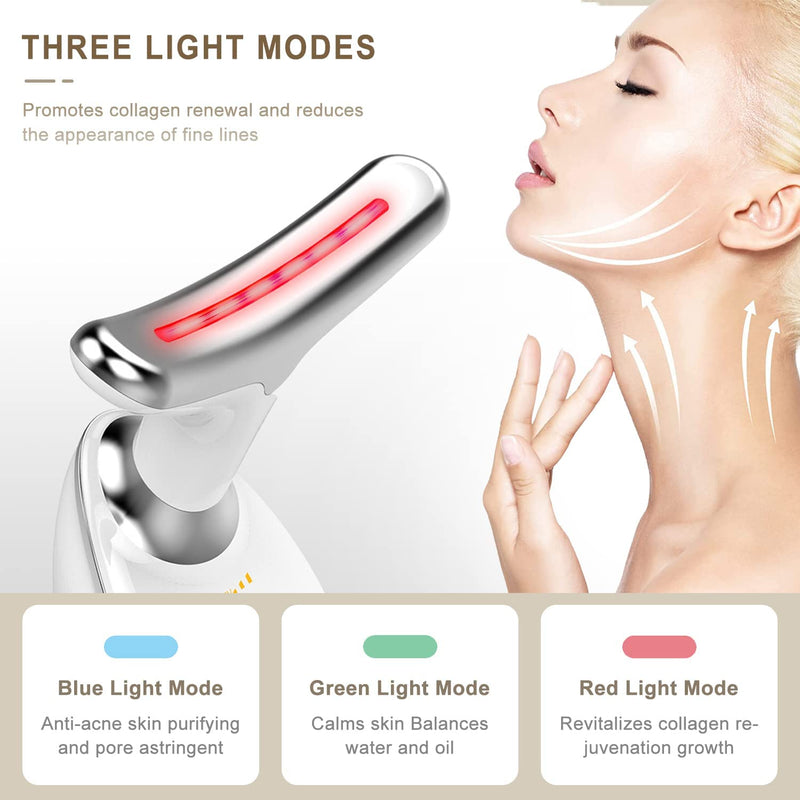 Coobes Electric Facial Massager Anti-Wrinkle, Neck Face Firming Device, Face Against Wrinkles Beauty Meter, Ems Facial Care Device Anti-Wrinkle Device For Women. (3 Color Led Modes) 3 Color Led Modes - NewNest Australia