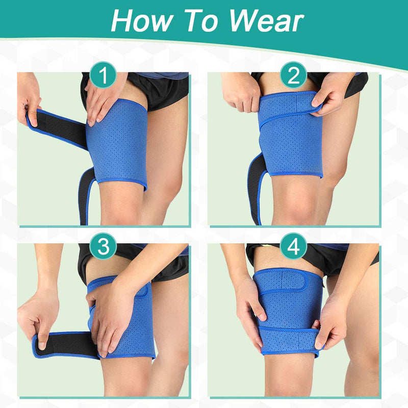 Thigh Support Brace, Hamstring Wrap Compression Sleeve with Anti-Slip Strip Support Thigh Quad Sprains, Tendonitis, Strains, Pulled Muscle Injury Rehab and Recovery, Fits Men and Women (Blue) - NewNest Australia