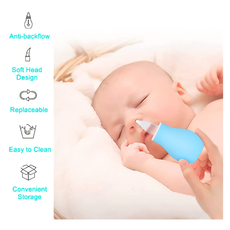 AKlamater 2 Pcs Baby Nasal Aspirator, Nasal Aspirator Newborn, Baby Nose Sucker Baby Nose Cleaner Baby Nasal Cleaner Mucus Removal for Newborns(Green+Blue) Green+blue - NewNest Australia