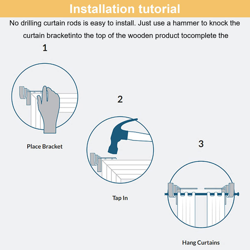 4 Pieces No Drill Curtain Rod Bracket, Adjustable Metal Heavy Duty Curtain Rod, Quick Hang No Damage Screwless Curtain Rods Brackets for Home Window and Door Frame - NewNest Australia