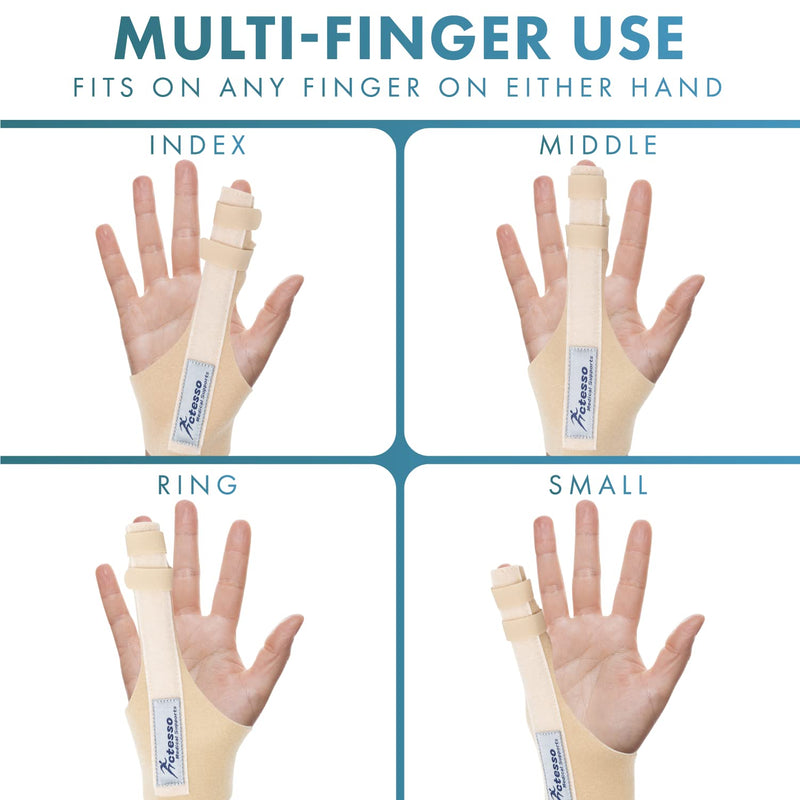 Actesso Enhanced Broken Finger Splint - Support for Trigger, Mallet, Arthritis, RSI (Repetitive Strain Injury), Small Middle Index Ring (One Size, Beige) One Size - NewNest Australia