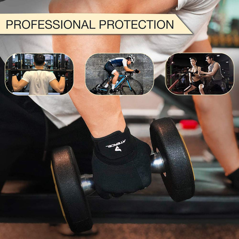 Atercel Workout Gloves for Men and Women, Exercise Gloves for Weight Lifting, Cycling, Gym, Training, Breathable and Snug fit Black Large - NewNest Australia