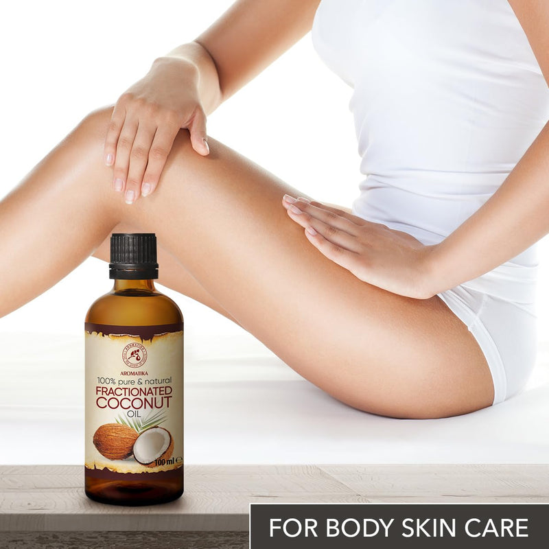 Coconut Oil Fractionated 100 Ml - Cocos Nucifera Oil - 100% Pure & Natural Coconut Oil - Base Oil - Liquid - Odorless - Intensive Care For Face - Body - Skin - Hair - Massage Oil - Cosmetics - NewNest Australia