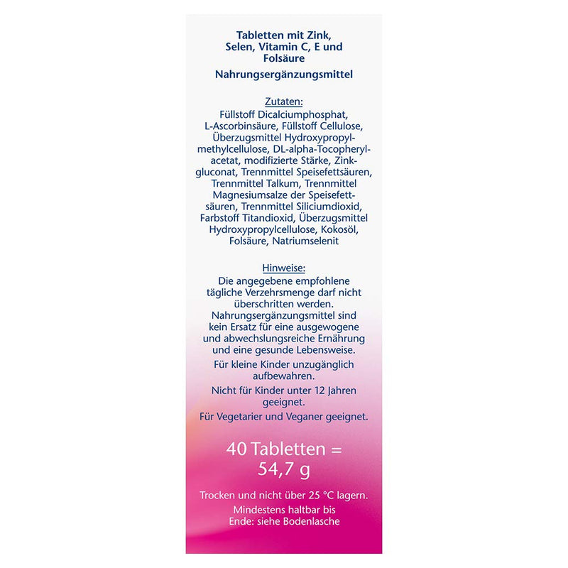 Doppelherz C + Zinc + E 400 - Vitamin C and zinc support the normal function of the immune system - vegan - 40 tablets - NewNest Australia