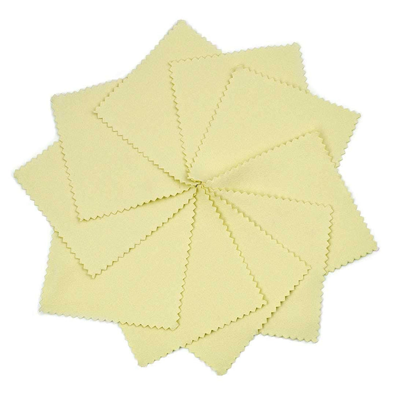 SEVENWELL 50pcs Jewelry Cleaning Cloth Yellow Polishing Cloth for Sterling Silver Gold Platinum Small Polish Cloth 8x8cm - NewNest Australia