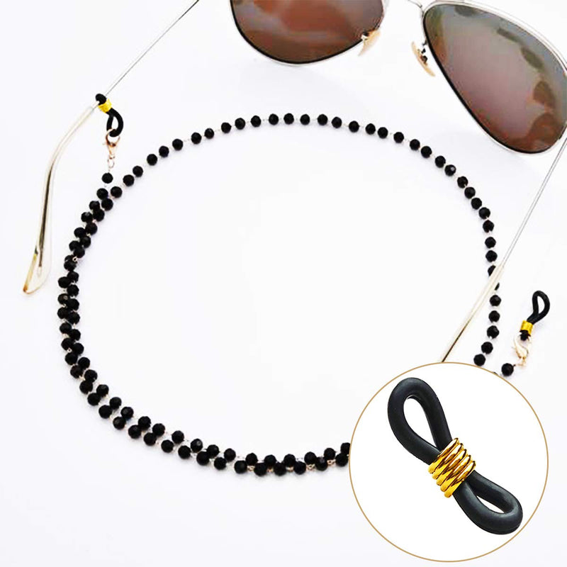 40 Pieces Eyeglass Chain Ends Adjustable Rubber Spectacle End Connectors for Eye Glasses Holder Necklace Chain (Black and Gold) Black and Gold - NewNest Australia