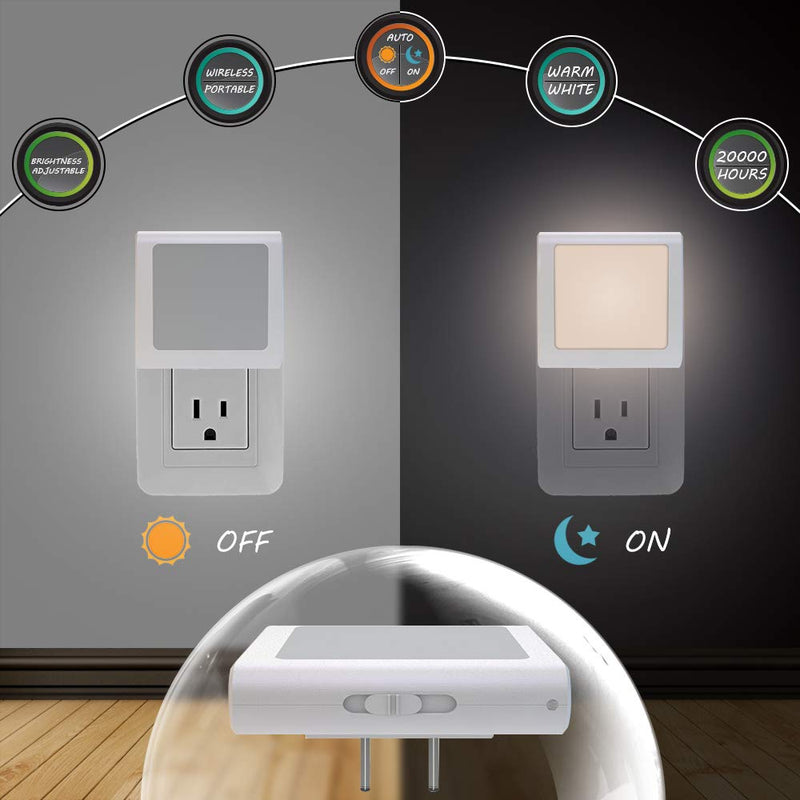 MAZ-TEK Plug in Dimmable Led Night Light with Auto Dusk to Dawn Sensor, Soft Warm White Nightlights for Hallway,Bedroom, Kids Room, Kitchen, Stairway, 4 Pack - NewNest Australia