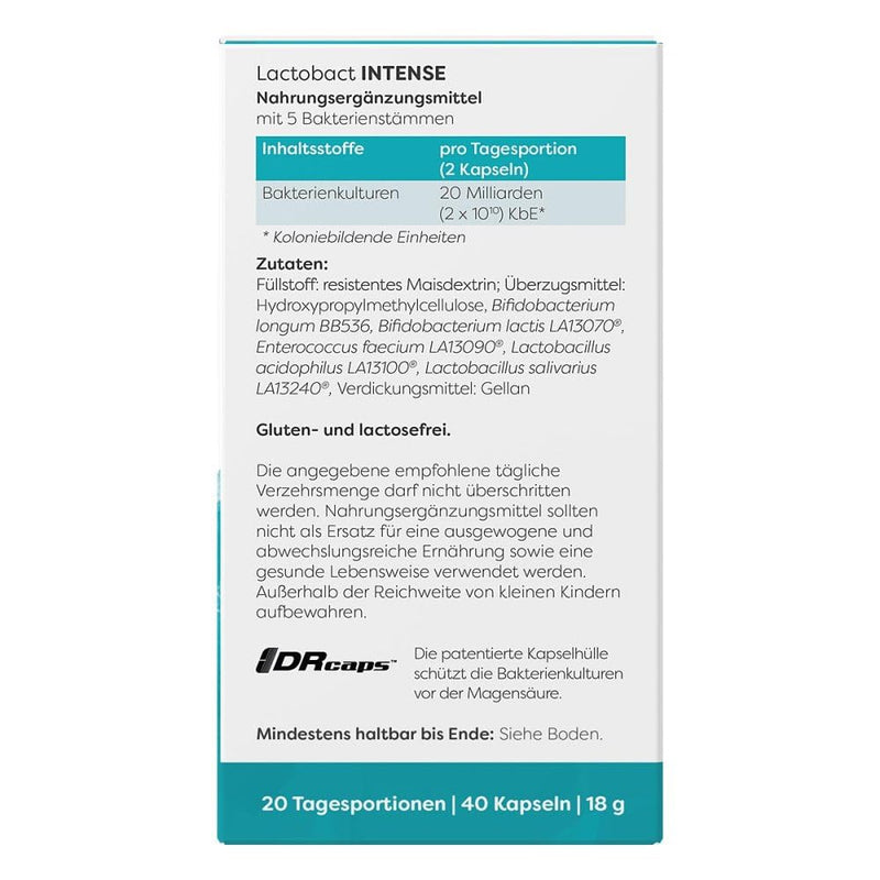 Lactobact Intense gastric juice-resistant capsules 40 pieces - NewNest Australia