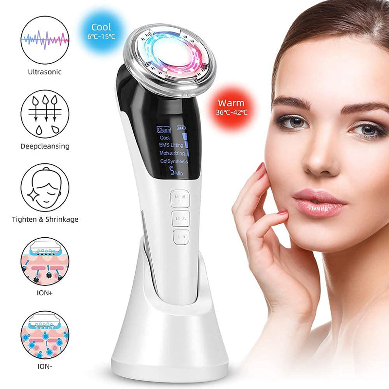 Ultrasound Machine Face Cosmetic Device Wrinkle Remover Facial Massager Ultrasonic Face Lifting Beauty Device With Ems Ion Photon Hot/Cool Treatment For Anti Wrinkle Anti-Aging - NewNest Australia