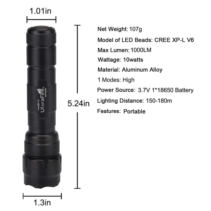 UltraFire 502B Mini Tactical LED Flashlight 1000 Lumens Single Mode with Flashlight Holster, Small Protable Waterproof Handheld Flashlight for Camping Security Emergency - NewNest Australia